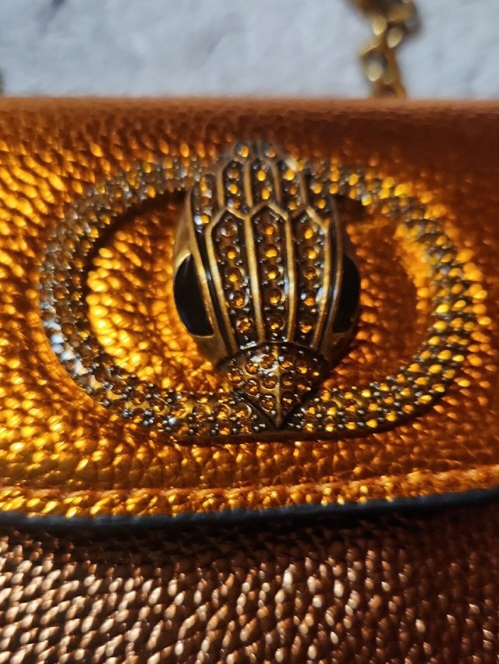 Kurt Geiger Metallic Gold Crossbody Mini Bag with Chain Strap - Picture 6 of 6